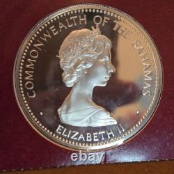 Bahamas 1973 10 Dollar Sterling Silver Proof Coin Franklin Mint Independence COA