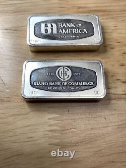 Bank of America California + Idaho Bank Bar 4.25 Ozt 925 Silver Franklin MINT