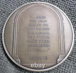 Bible Jesus Wheat & Tares Sterling Silver 925 Medal 131 Grams Franklin Mint