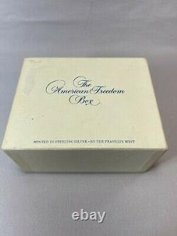 C1976 Franklin Mint Sterling Silver The American Freedom Lined Table Box 366g