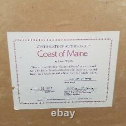 COAST OF MAINE ETCHING ON STERLING SILVER BY JAMIE WYETH 1977 (Franklin Mint)