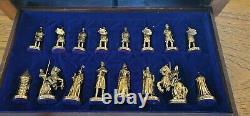 Camelot Chess Set 995 Silver 24 K Gold Plated Early Franklin Mint Ltd. Ed