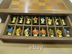 Camelot Chess Set 995 Silver 24 K Gold Plated Early Franklin Mint Ltd. Ed. MINT