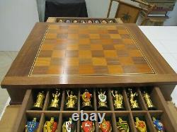 Camelot Chess Set 995 Silver 24 K Gold Plated Early Franklin Mint Ltd. Ed. MINT