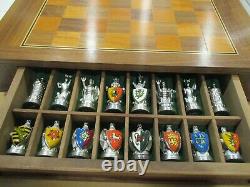 Camelot Chess Set 995 Silver 24 K Gold Plated Early Franklin Mint Ltd. Ed. MINT