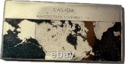 Canada Flags Of The United Nations Sterling Silver art bar ingot 39.6G/1.28 Ozt