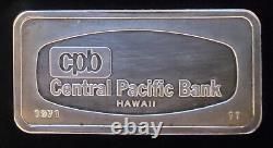 Central Pacific Bank CPB Hawaii Franklin Mint Box-925 Silver 1000 Grains Art Bar