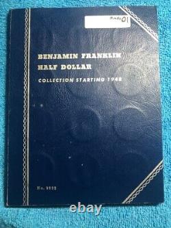 Complete 35-pc silver FRANKLIN HALF DOLLAR SET in blue folder. 1948-1963. #mro01