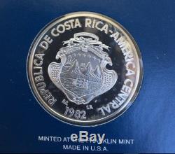 Costa Rica JAGUAR 1982 Silver 250 COLONES FRANKLIN MINT, ORIGINAL PACKAGE