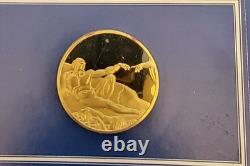 Creation of Adam Michelangelo 24k Gold Franklin Mint 925 Silver art round