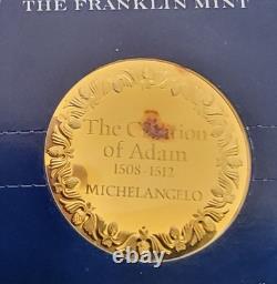 Creation of Adam Michelangelo 24k Gold Franklin Mint 925 Silver art round