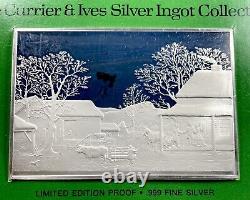 Currier & Ives 2.75 oz. 999 Silver Franklin Mint Bar Home To Thankgiving 1974