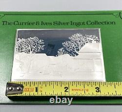 Currier & Ives 2.75 oz. 999 Silver Franklin Mint Bar Home To Thankgiving 1974
