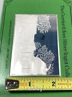 Currier & Ives 2.75 oz. 999 Silver Franklin Mint Bar Home To Thankgiving 1974