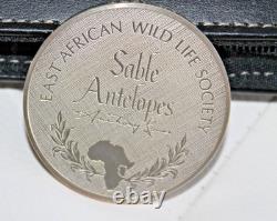 East African Wild Life Sable Antelopes Franklin Mint Sterling Silver 63.9 Grams
