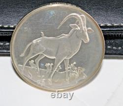 East African Wild Life Sable Antelopes Franklin Mint Sterling Silver 63.9 Grams