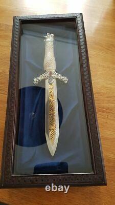 Extremely Rare! Franklin Mint Gold/Silver 999 Plated Viking Dagger in Display