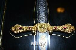 Extremely Rare! Franklin Mint Sword of Excalibur Silver/Gold 24K Plated in Stone