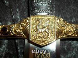 Extremely Rare! Franklin Mint The Sword of Excalibur Silver/Gold 24K Plated 1988