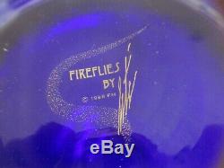 FIREFLIES Erte Vase, Franklin Mint, Blue Glass Silver Overlay, 1988, 10, GUC