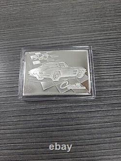 FRANKLIN MINT 1963 CORVETTE. 925 SOLID SILVER BAR WithCASE STINGRAY MUSCLE CAR