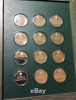 FRANKLIN MINT 1972 NORMAN ROCKWELL SPIRIT OF SCOUTING SILVER PROOF SET withCOA