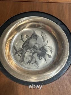 FRANKLIN MINT Audubon STERLING SILVER BIRD PLATES Set Of 4. EST. 25 oz Or 1.5 Lb