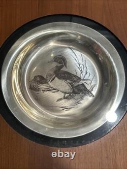 FRANKLIN MINT Audubon STERLING SILVER BIRD PLATES Set Of 4. EST. 25 oz Or 1.5 Lb