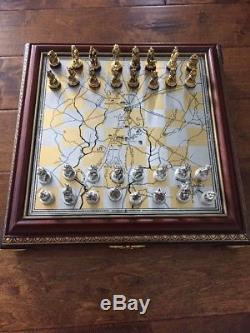 FRANKLIN MINT CIVIL WAR CHESS SET GETTYSBURG GOLD & SILVER PLATED Early Edition
