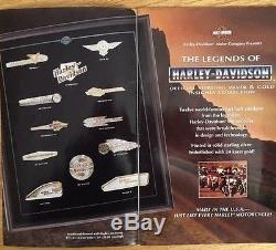 FRANKLIN MINT, HARLEY-DAVIDSON, SILVER TANK INSIGNIAS, (12), WithDISPLAY CASE