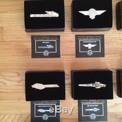 FRANKLIN MINT, HARLEY-DAVIDSON, SILVER TANK INSIGNIAS, (12), WithDISPLAY CASE