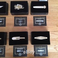 FRANKLIN MINT, HARLEY-DAVIDSON, SILVER TANK INSIGNIAS, (12), WithDISPLAY CASE