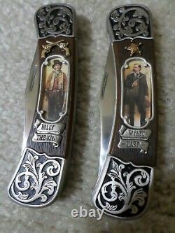 FRANKLIN MINT Legends of the West 6 Collector's Knife Set With Display Case
