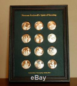 FRANKLIN MINT / NORMAN ROCKWELL'S SPIRIT of SCOUTING 1972 STERLING SILVER COINS