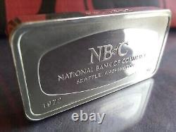 FRANKLIN MINT National Bank Commerce Seattle WA 2oz+ Sterling Silver Ingot Bar