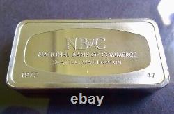FRANKLIN MINT National Bank Commerce Seattle WA 2oz+ Sterling Silver Ingot Bar