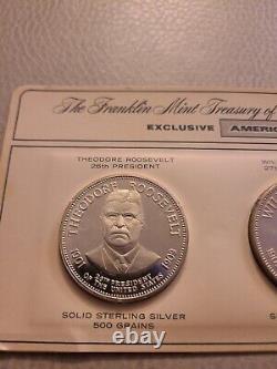 FRANKLIN MINT -PRESIDENTS- ROOSEVELT, TAFT, and WILSON. 925 1.04 oz silver