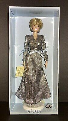 FRANKLIN MINT-Princess Diana Vinyl Portrait Doll- Silver Lame Gown