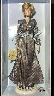 FRANKLIN MINT-Princess Diana Vinyl Portrait Doll- Silver Lame Gown