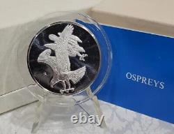 FRANKLIN MINT STERLING Roberts Birds No. 5 OSPREYS MEDALLION MINT BOX &COA