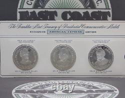 FRANKLIN MINT Sterling SILVER Presidential (3 Coin) Set Lincoln / Johnson /Grant
