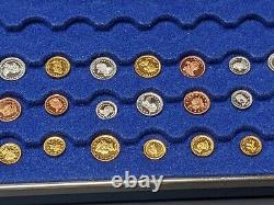 FRANKLIN MINT US COINS IN MINIATURE 14K GOLD STERLING COPPER 50 COINS With BOX