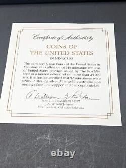 FRANKLIN MINT US COINS IN MINIATURE 14K GOLD STERLING COPPER 50 COINS With BOX