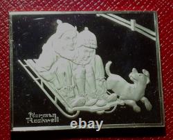 FUN ON THE HILL NORMAN ROCKWELL Fondest Memories Bar 3+oz. 925 Fine Silver