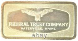 Federal Trust Company, Waterville ME 66 Grams Sterling Silver Bar Franklin Mint