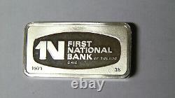 First National Bank Toledo Ohio 2 oz. 925 Silver Bar Franklin Mint