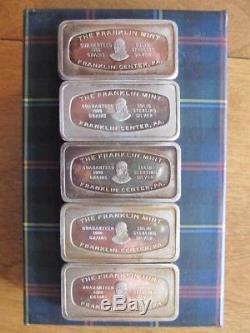 Five Solid Sterling Silver Bars The Franklin Mint 331.6 Grams