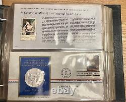 Four (4) x Universal Postal Union Silver Proof Medals Collection withStamps, Nice