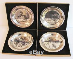 Four Franklin Mint Audubon Society James Fenwick Lansdowne Silver Bird Plates