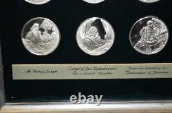 Framed 3 Silver Certificates & 6 Franklin Mint 925 Silver Rembrandt Art Medals